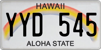HI license plate YYD545