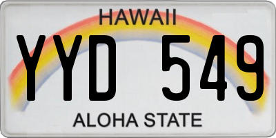 HI license plate YYD549