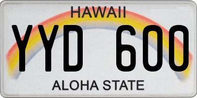 HI license plate YYD600
