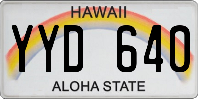 HI license plate YYD640