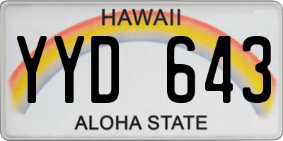 HI license plate YYD643