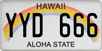 HI license plate YYD666