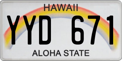 HI license plate YYD671