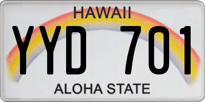 HI license plate YYD701
