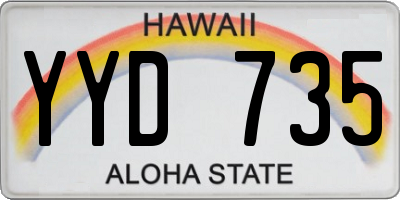 HI license plate YYD735