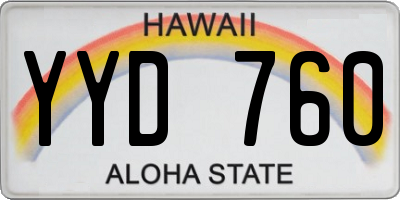 HI license plate YYD760