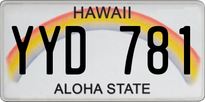 HI license plate YYD781