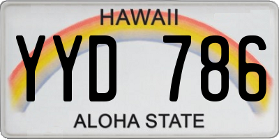 HI license plate YYD786