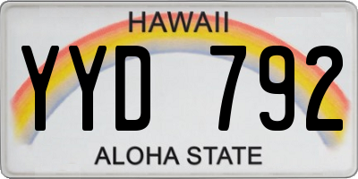 HI license plate YYD792