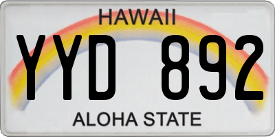 HI license plate YYD892