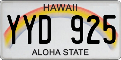 HI license plate YYD925