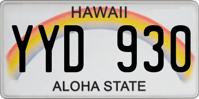 HI license plate YYD930