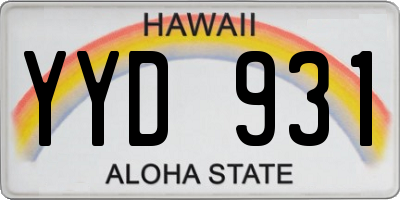HI license plate YYD931