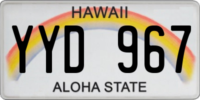 HI license plate YYD967