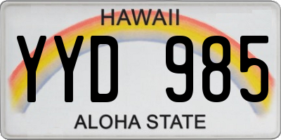 HI license plate YYD985