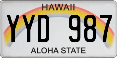 HI license plate YYD987