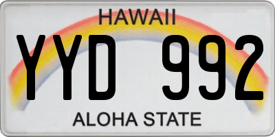 HI license plate YYD992