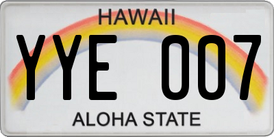 HI license plate YYE007