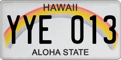 HI license plate YYE013