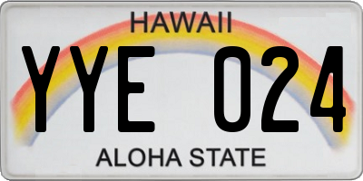 HI license plate YYE024
