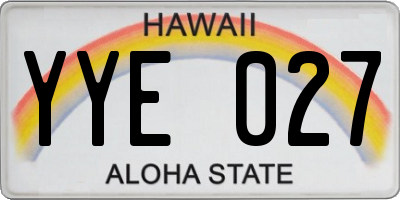 HI license plate YYE027