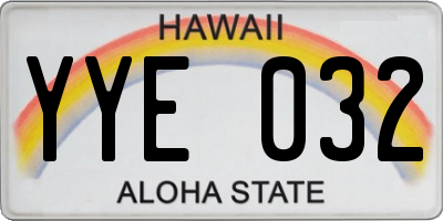 HI license plate YYE032