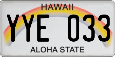 HI license plate YYE033