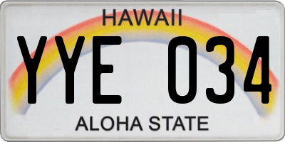 HI license plate YYE034