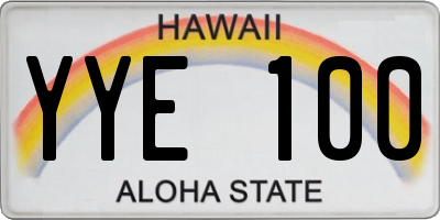 HI license plate YYE100