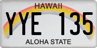 HI license plate YYE135