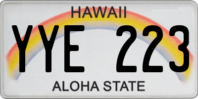 HI license plate YYE223