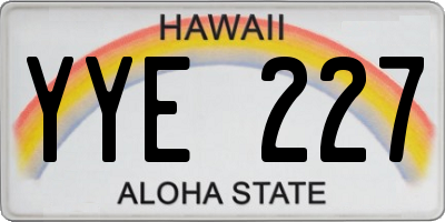 HI license plate YYE227