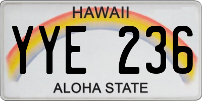 HI license plate YYE236