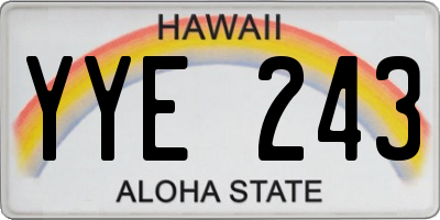 HI license plate YYE243