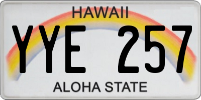 HI license plate YYE257