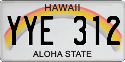 HI license plate YYE312