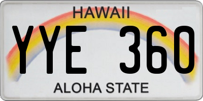 HI license plate YYE360