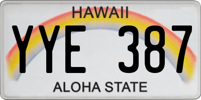 HI license plate YYE387