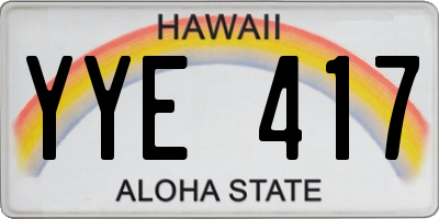 HI license plate YYE417
