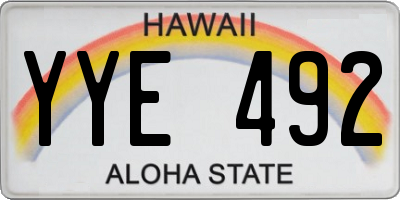 HI license plate YYE492