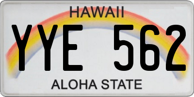 HI license plate YYE562
