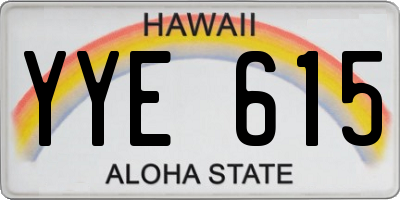 HI license plate YYE615