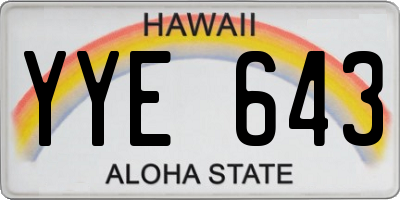 HI license plate YYE643