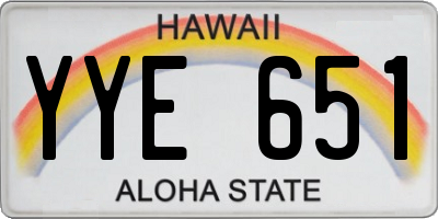 HI license plate YYE651