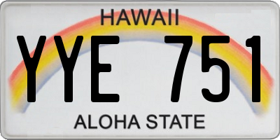 HI license plate YYE751