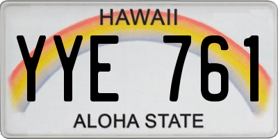 HI license plate YYE761