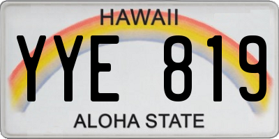 HI license plate YYE819