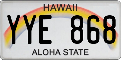 HI license plate YYE868
