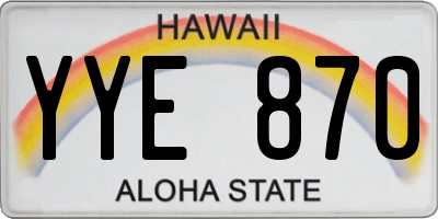 HI license plate YYE870