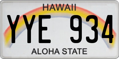 HI license plate YYE934